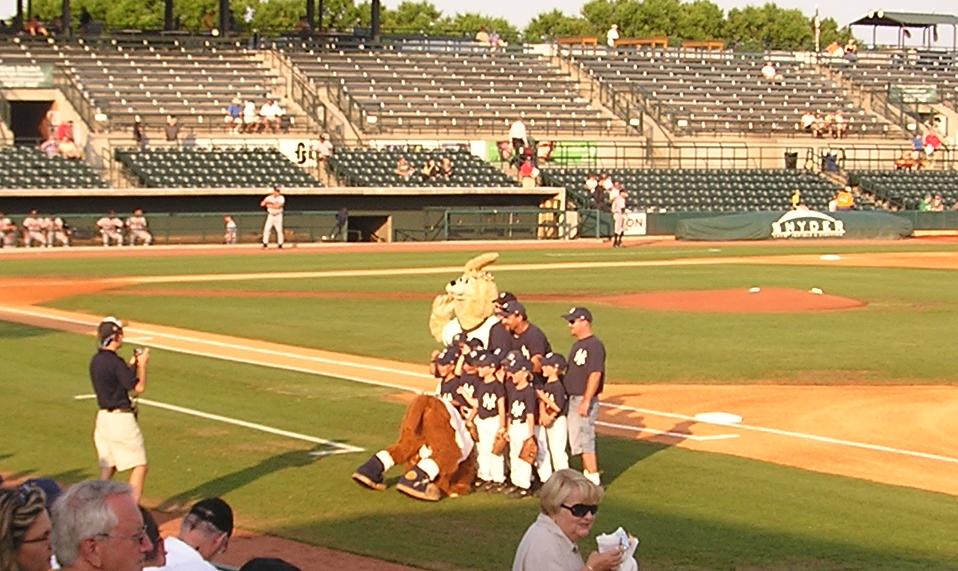 Mascot Hijinx for the team picture, The Joe